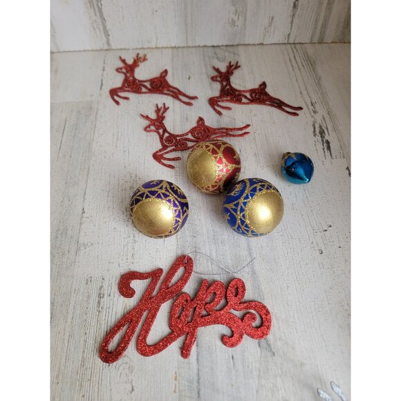Hope Reindeer unique ball ornament Xmas glitter set gold - Picture 1 of 10